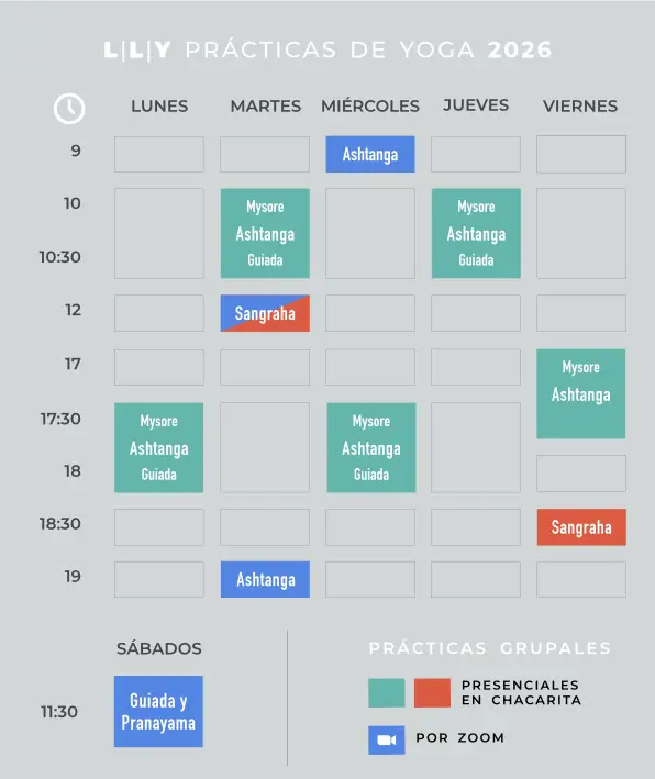 Grilla de horarios Yoga Ashtanga y Sangraha